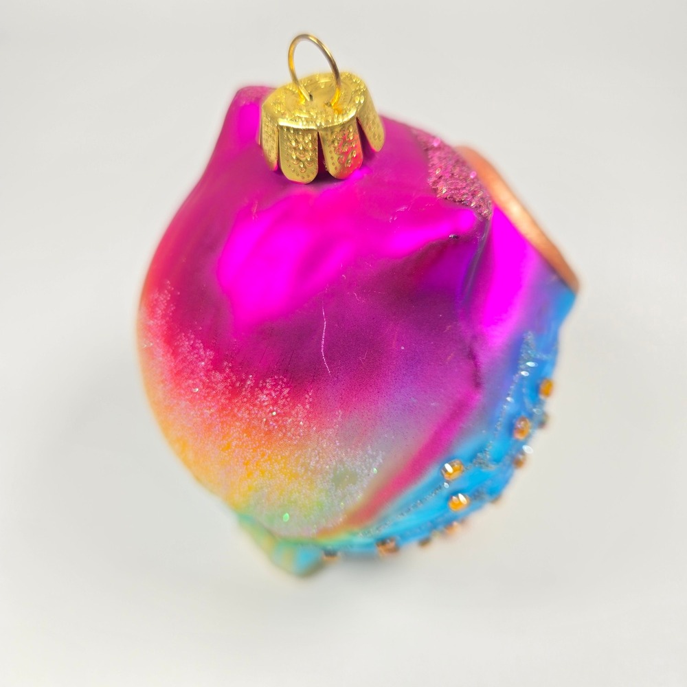 Beautiful Pier 1 one Imports Glass Owl Ornament‎ Christmas Bejeweled Glitter - Picture 7 of 8